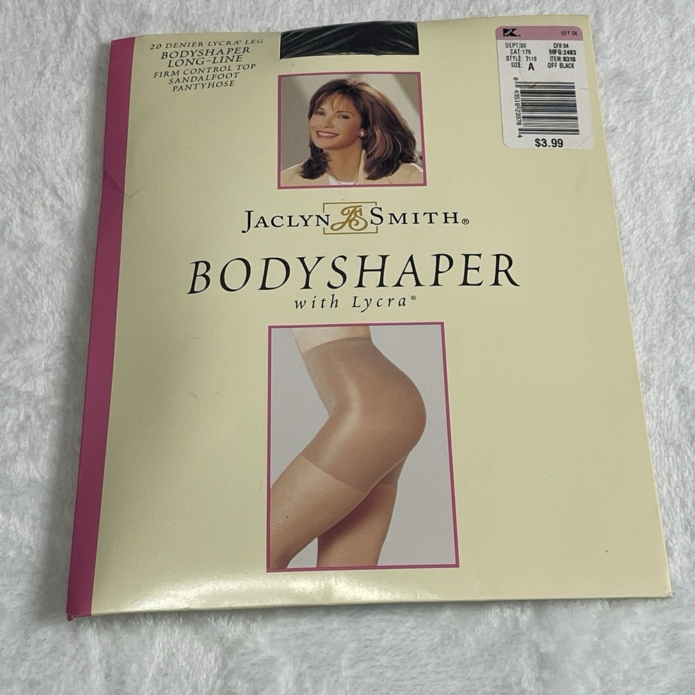 Jacqueline Smith Silky Sheer Pantyhose w/‎ Lycra Sandlefoot Color Off Black Sz A